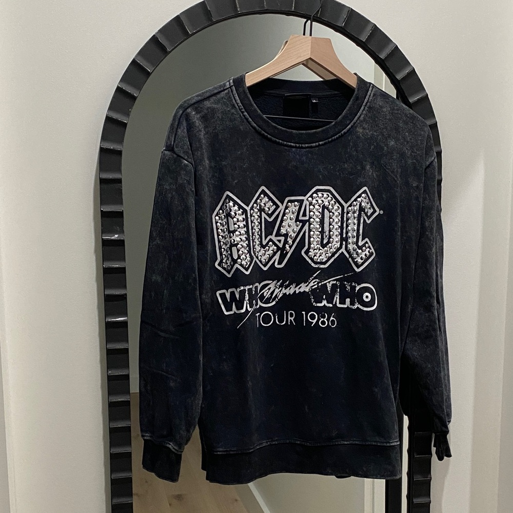 AC/DC Black/White Studded Logo Sweatshirt